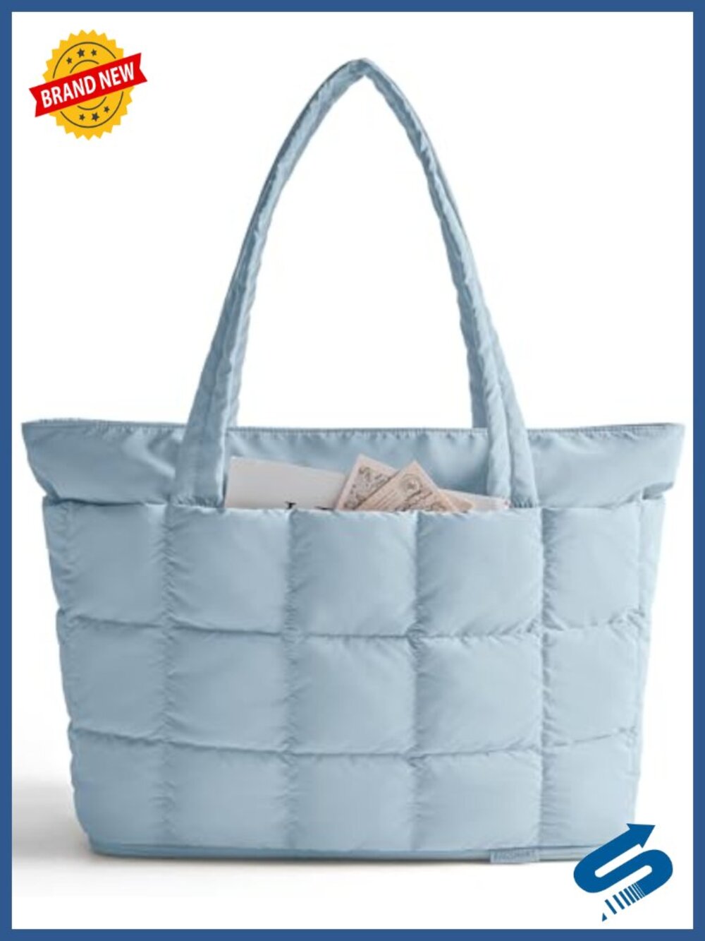 Expandable Water-Resistant Puffer Tote Bag for Travel
